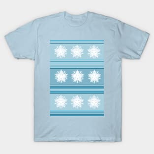 Blue Snowflake Holiday Pattern T-Shirt